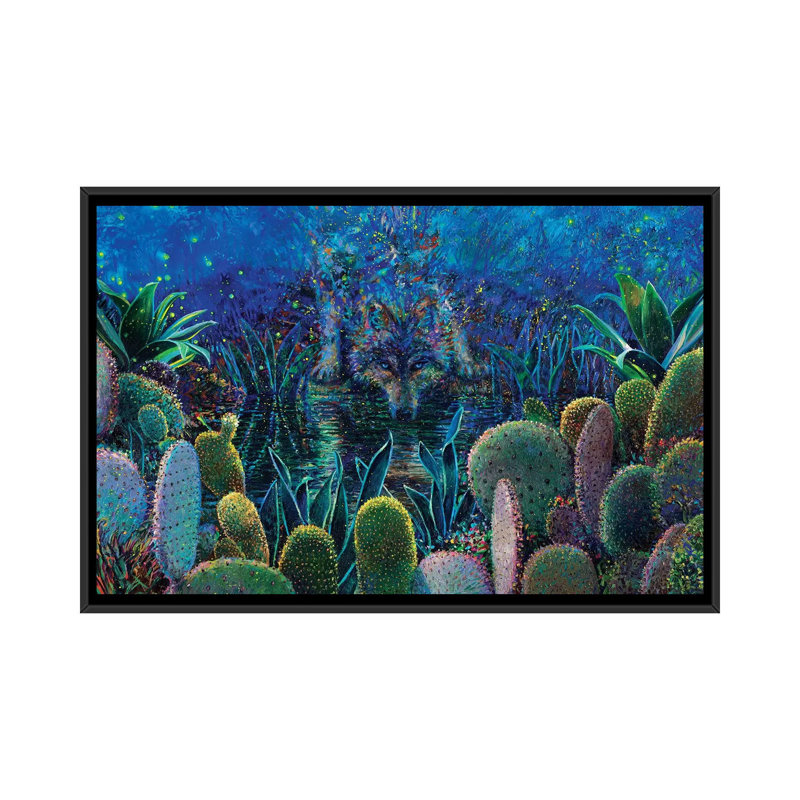 "Lobo Sirocco" par Iris Scott, reproduction d’art, H 32 po x l 48 po x 1,5 po, Toile avec cadre noir, Pas de tapis