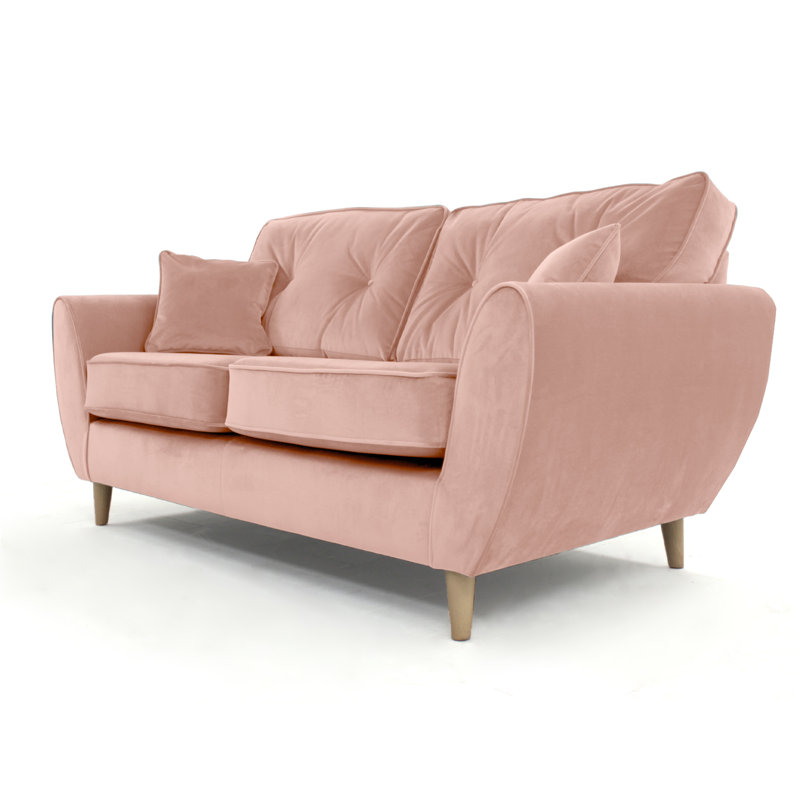 Rafe 3 Seater Velvet Sofa, Blush Velvet
