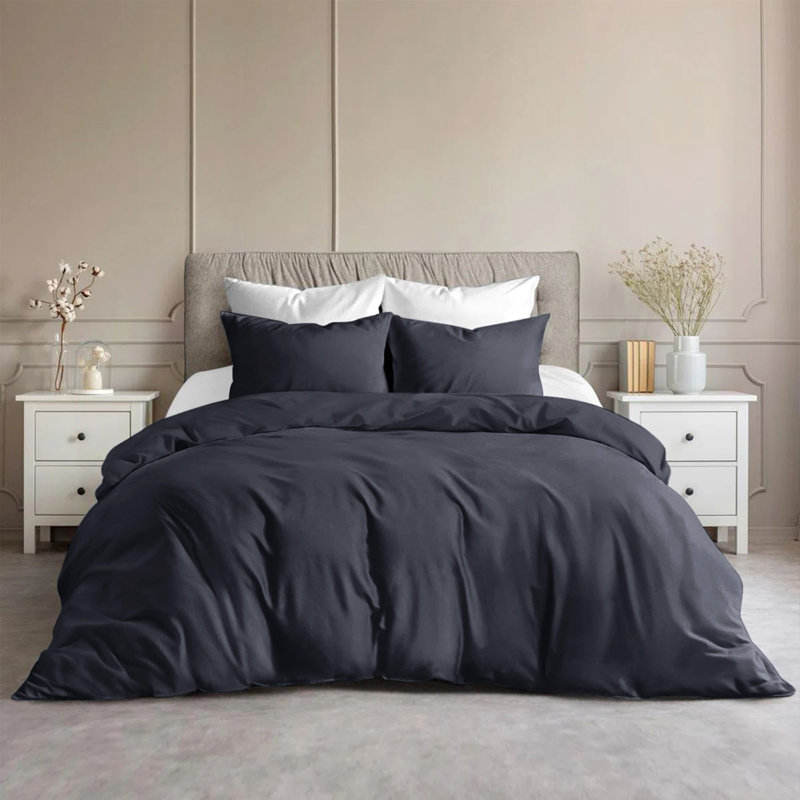 Ensemble de housse de couette en microfibre de luxe - literie moelleuse, infroissable et de qualité hôtel, Gris