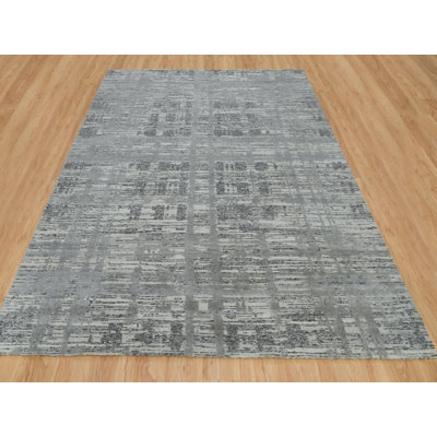 Tapis oriental rectangulaire gris en laine noué à la main 8 pi 0 po x 10 pi 0 po - MOA10265945