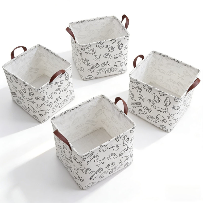 4Pcs,Large Capacity Fabric Storage Basket For Laundry, Toys, And Home Organization - Foldable, Water-Resistant, And Durable Square Design