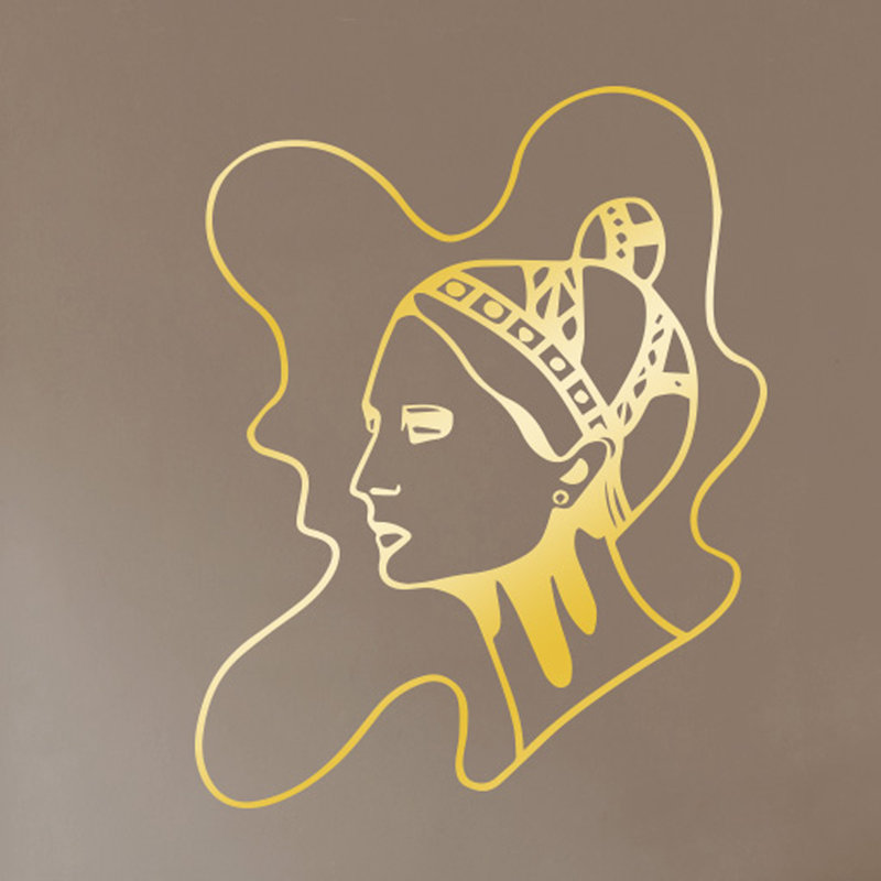 Art Nouveau Women Wall Sticker, Shiny Gold, Large