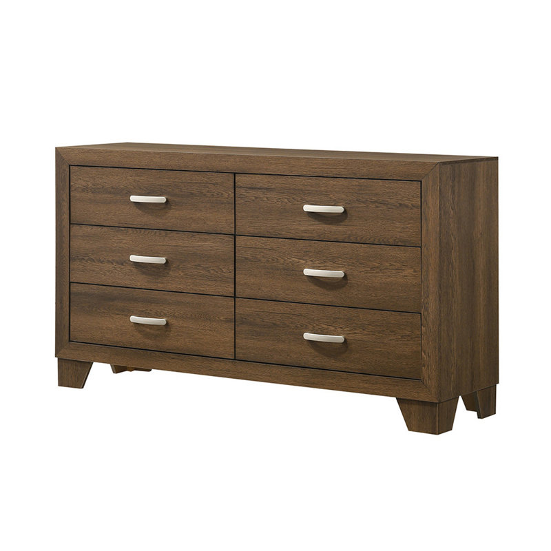 Commode à finition chêne Miquell avec design contemporain et rangement spacieux