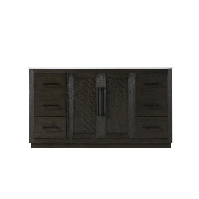 Meuble-lavabo simple 60 po, Chêne chocolat