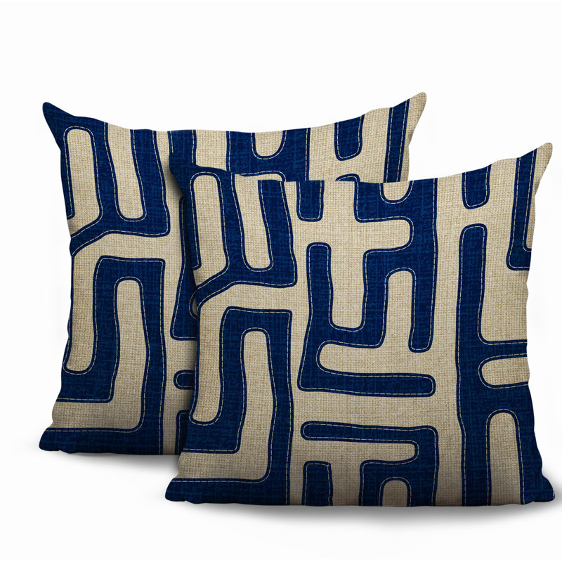 Coussin intérieur / extérieur Tiwa, Marine, 18 x 18