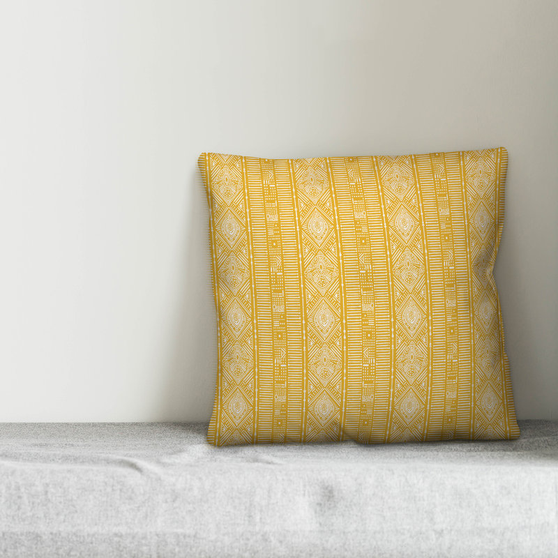 Throw Pillow, 16" x 16", Yellow/White Geometric 1