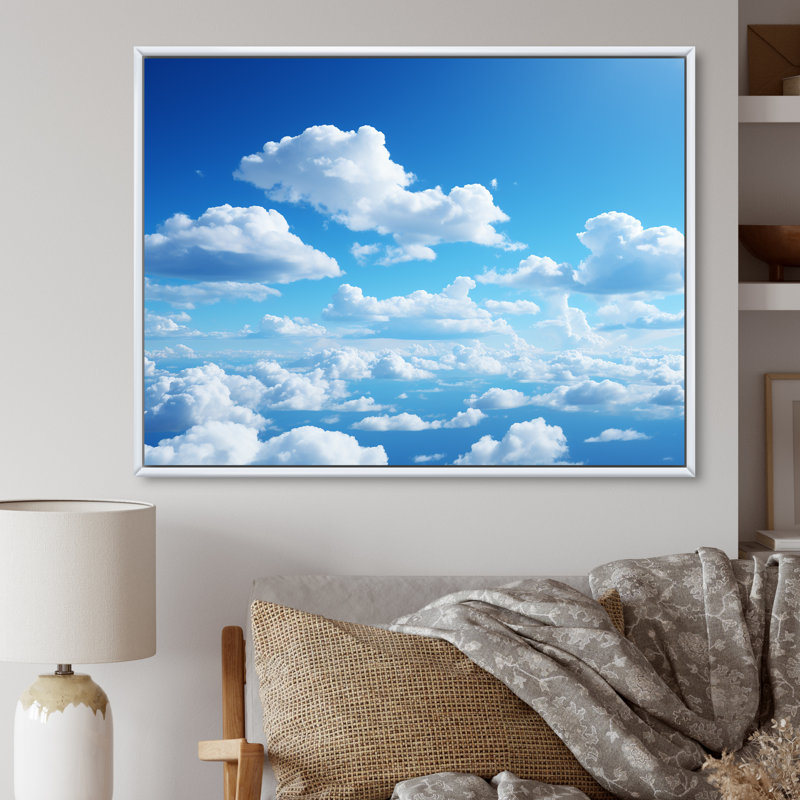 Sky Sky Horizon III - art mural ciel, H 30 po x l 40 po x P 1,5 po, Cadre flottant blanc