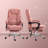Pink Massage Office Chair, With Foot Rest, Executive Office Chair, With 6 Vibration Point And Heat, Reclining Computer Chair, Swivel Desk Chair, Adjustable Height