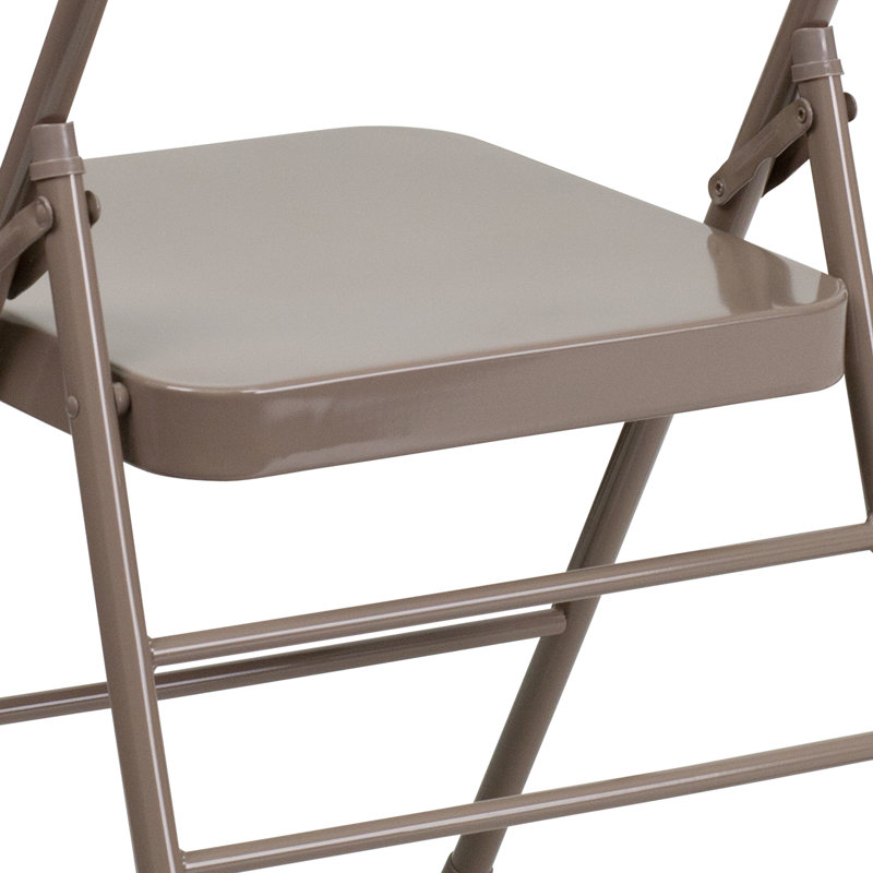 HERCULES COLORBURST Series Triple Braced & Double Hinged Folding Chair, Beige