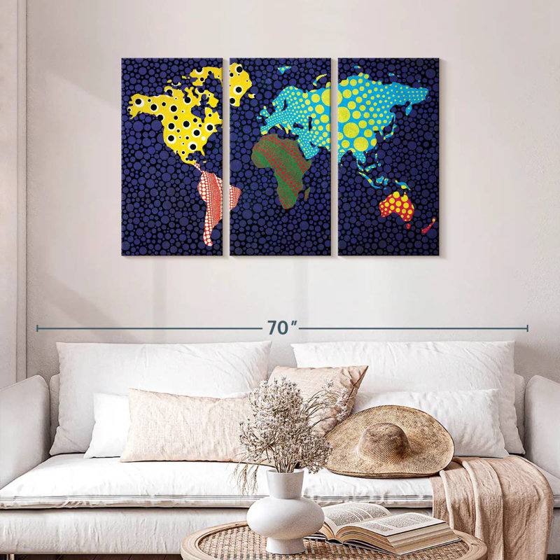 Color Spotted World Map, 28" H x 45" W
