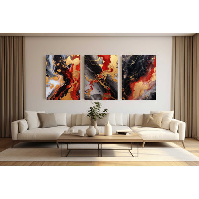 Lava Splash Acrylic Wall Print Acrylic 3 Pieces Set