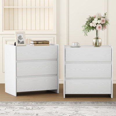 Nightstand Set with Storage for Bedroom, 3-Drawers End Side Table for Living Room,Office