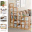 Bibliothèque de rangement à 6 rangées de 6 cubes, tablette décorative à dos ouvert avec cadre épaissi, organisateur en bois robuste avec surface lisse facile à nettoyer pour le salon, la chambre à coucher et le bureau personnel, facile à assembler. (6 carrés, naturel)-1049230129