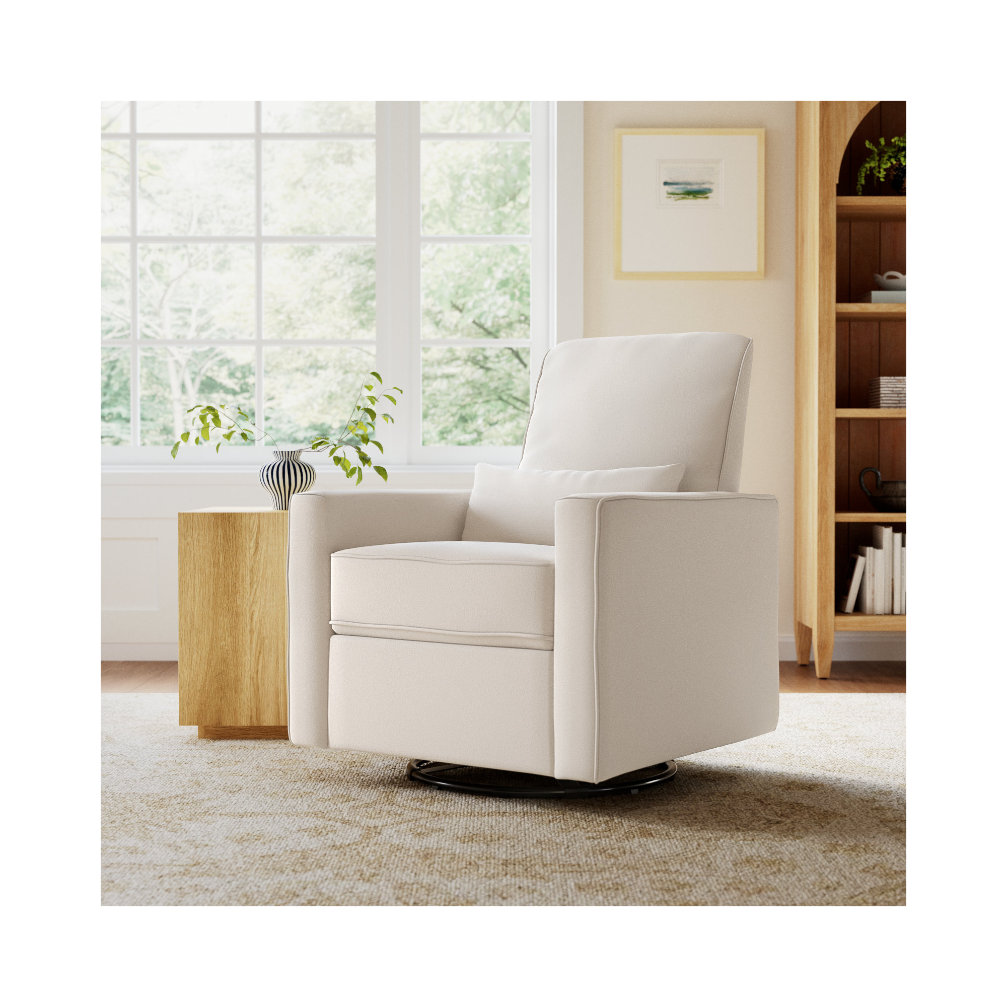 Piper Swivel Reclining Glider, Cream
