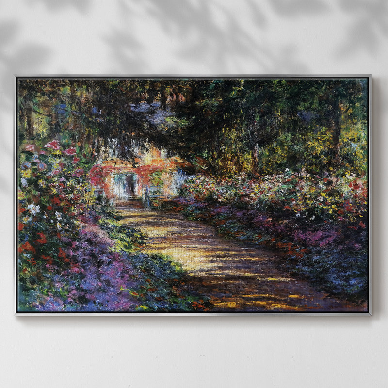 Sentier dans le jardin de Monet à Giverny, 1901, reproduction d'art encadrée sur toile par Claude Monet, Argent