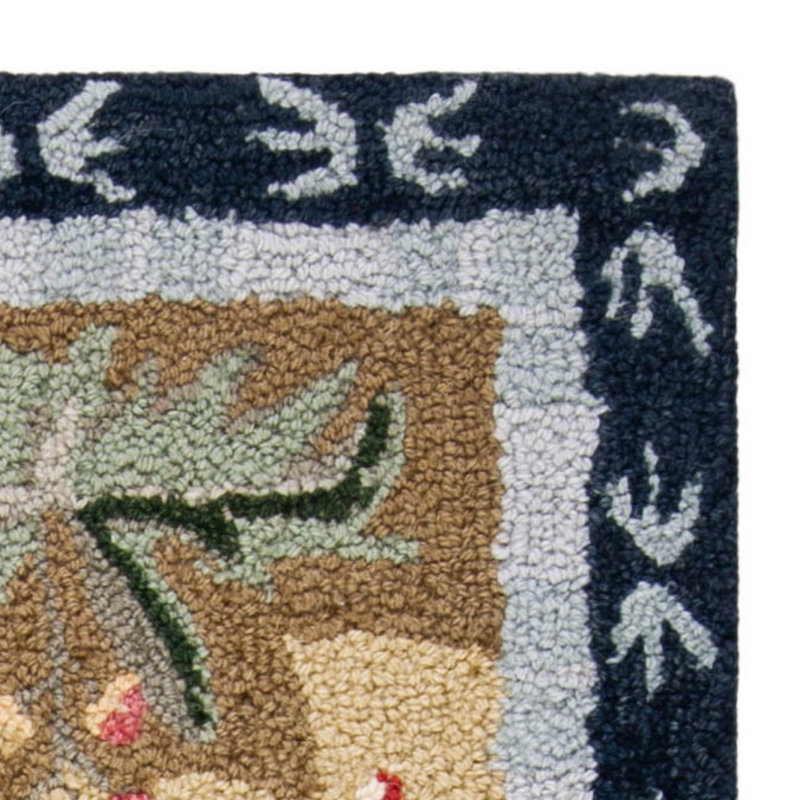 Tapis floral en laine crocheté à la main Kinchen, Tapis de couloir 2 pi 6 po x 12 pi