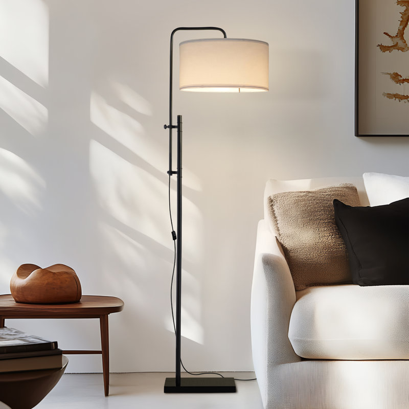 Leo 72 in. Modern Height-Adjustable LED Floor Lamp with Black Marble Base