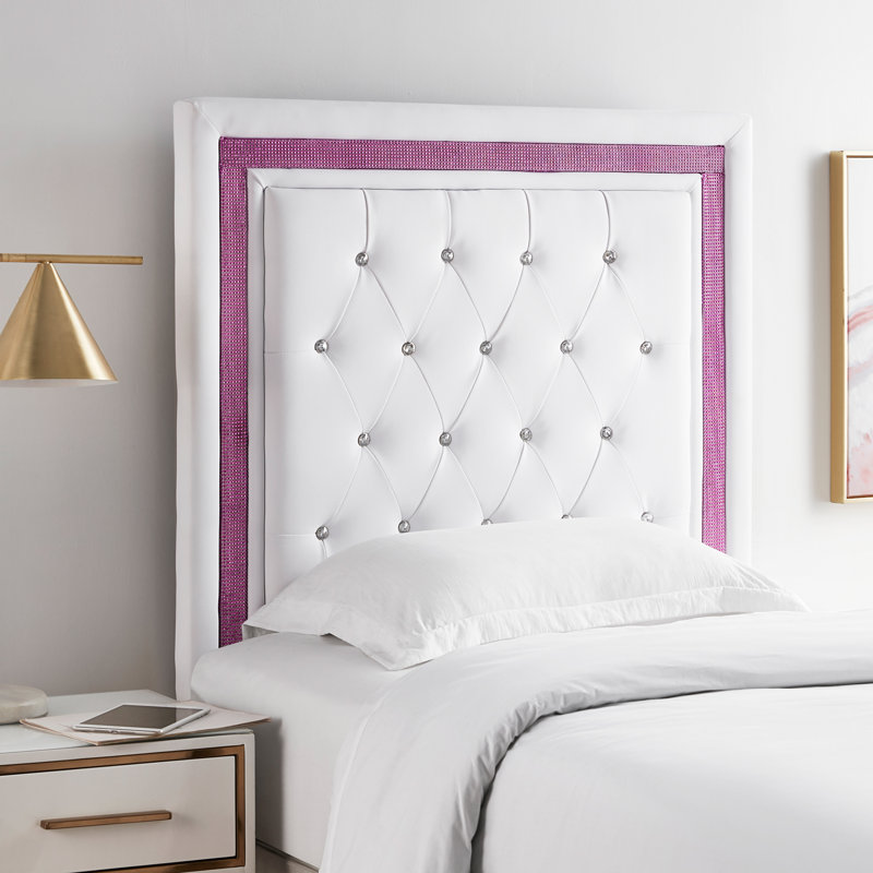 Stelly Upholstered Headboard, White/Purple