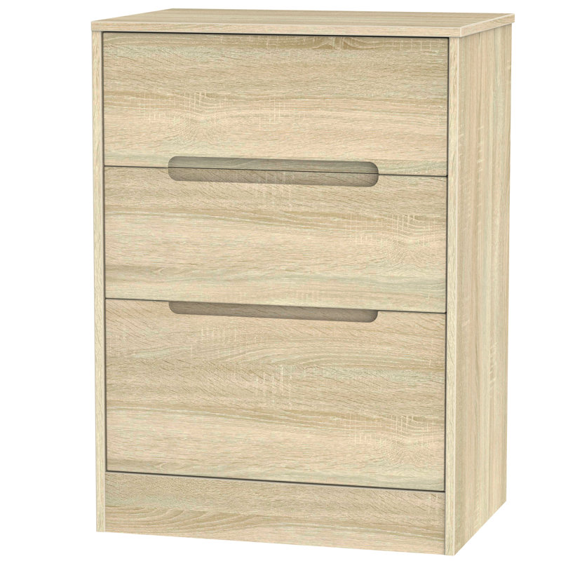 Fully Assembled Vernon 3 Drawer Chest, Bardolino Oak/Bardolino Oak