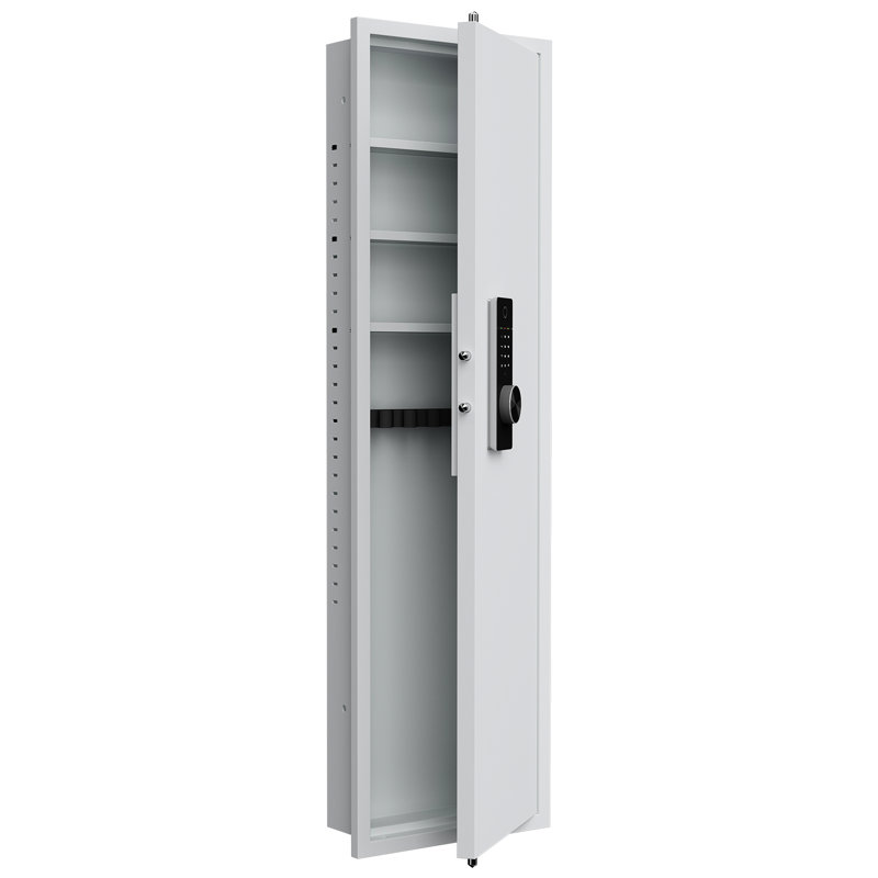 53" In Safe With Reliable Security - Touch Screen Panel, Adjustable Shelves For & Storage  White Secure Compartment Hidden Rifles,