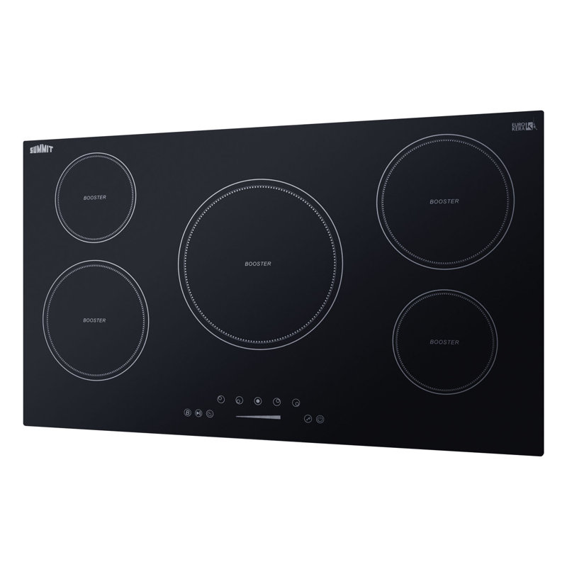 Summit 36" Black Ceramic Glass 5-Burner Induction Cooktop
