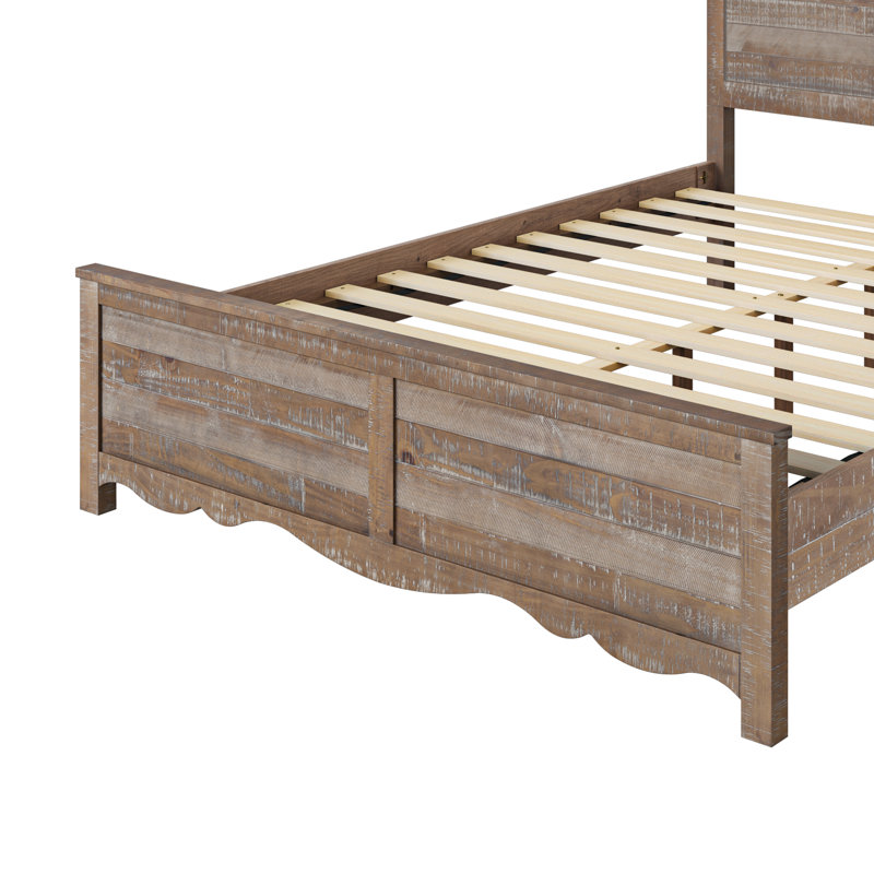 Lit plateforme en bois massif Detarius, Grand, Craie