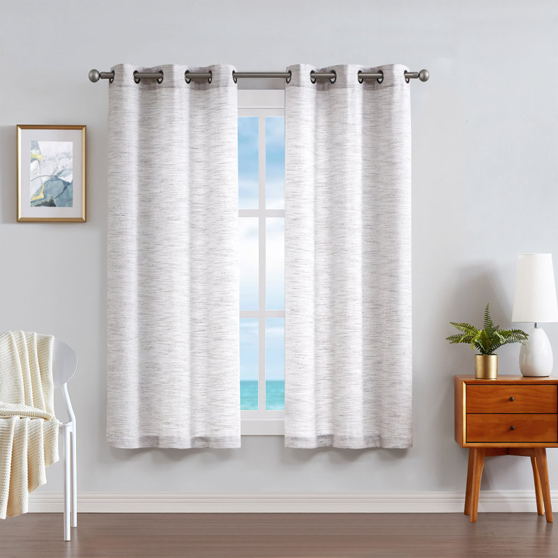 Nautica Julius Light Filtering Grommet Window Curtains, 36" x 84", Gray