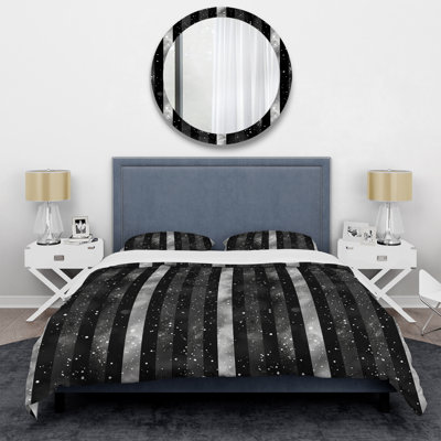 Sparkling Black Silver Stripes - Glam Duvet Cover Set