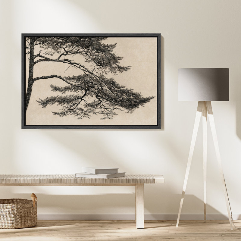Pin, reproduction d'art sur toile, décor botanique rétro pour bureau ou bibliothèque, H 16 po x l 24 po, Noir