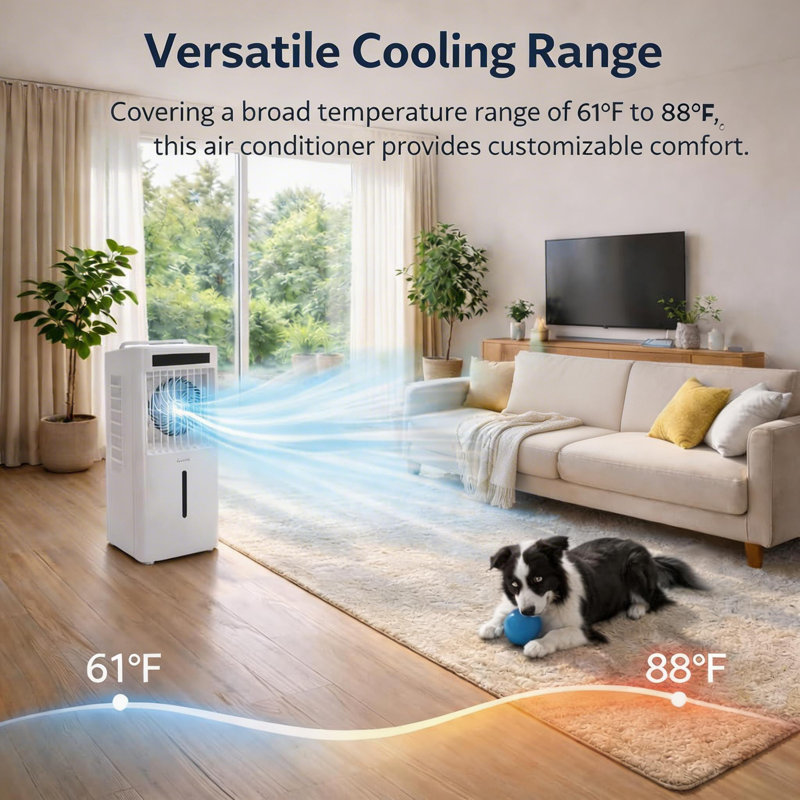 Refroidisseur d'air par évaporation à 3 vitesses, débit d'air réglable de 60 degrés, avec télécommande