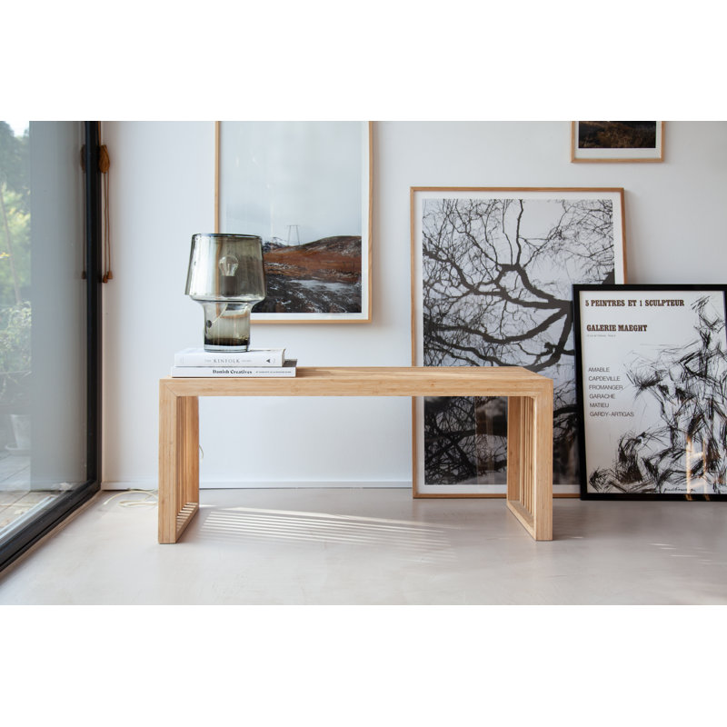 Riback Solid Wood Bench, Light Brown, 43cm H x 104cm W x 35cm D