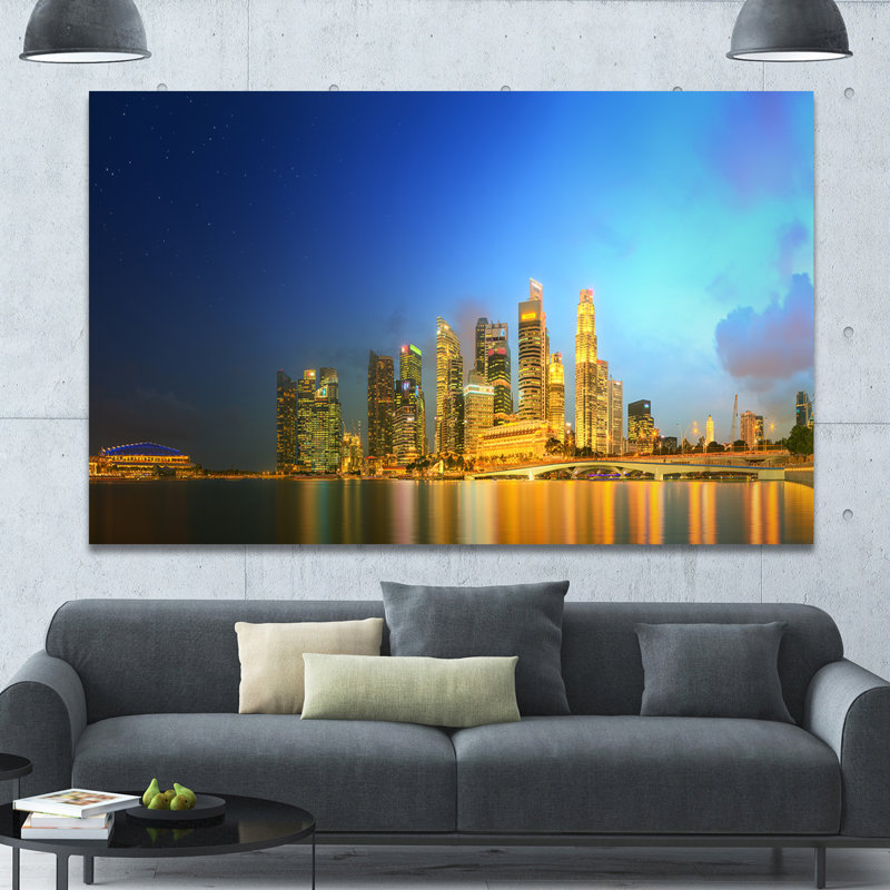 «Singapour horizon et marina bay», impression, H 20 po x l 20 po x P 1 po, Toile tendue