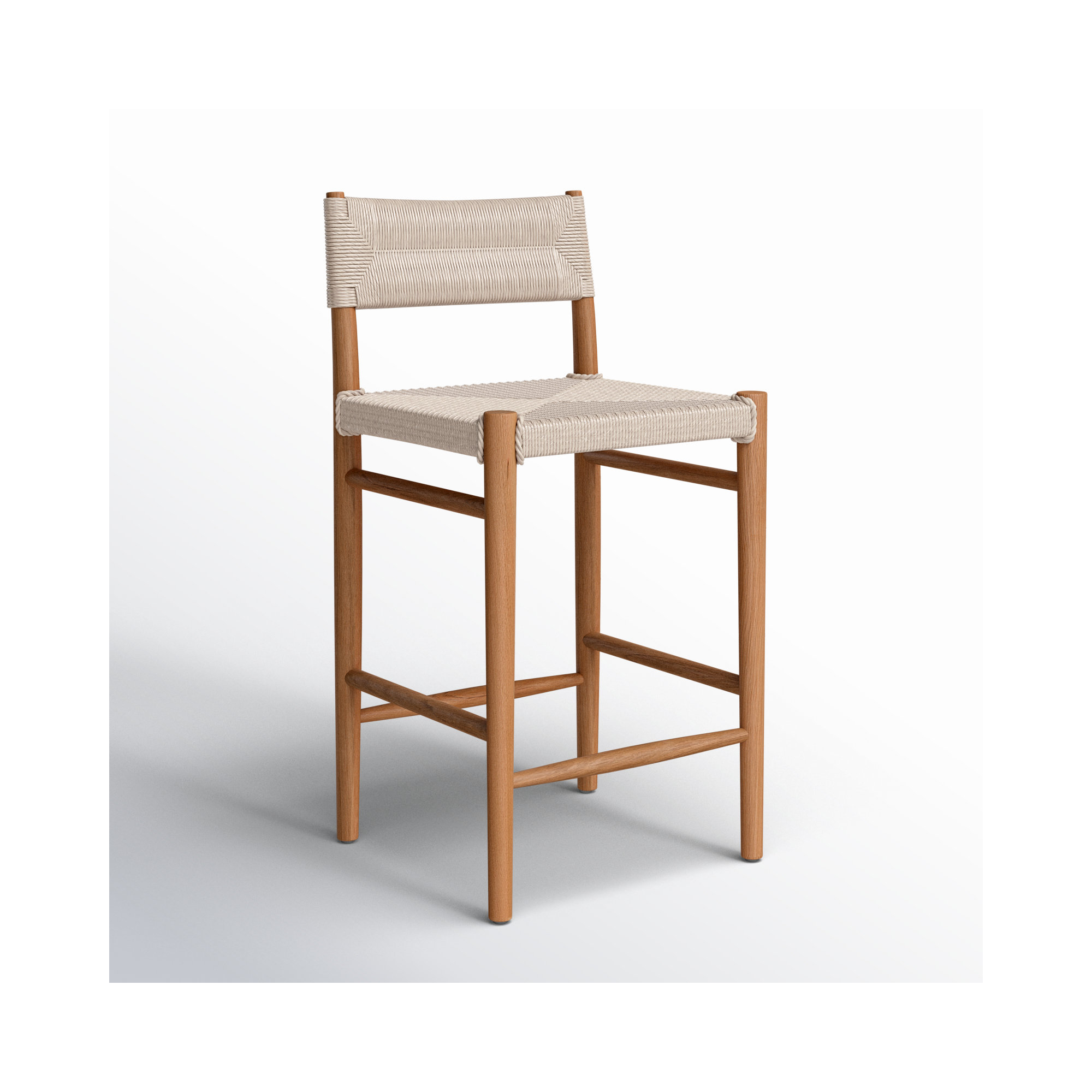Teak Outdoor Bar Stool, 26", Light Brown, Natural Teak