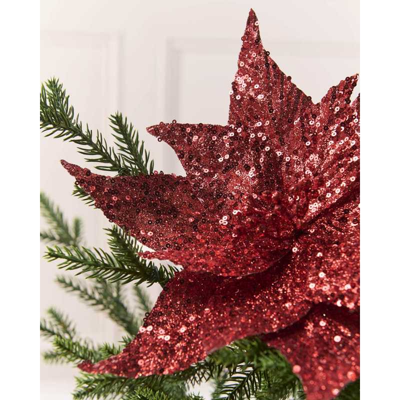 20cm Polystyrene Poinsettia Flower, Silver