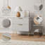 Ensemble de chambre à coucher avec lit cannelé 3 pièces, commode 7 tiroirs et 2 tables de chevet-820211503