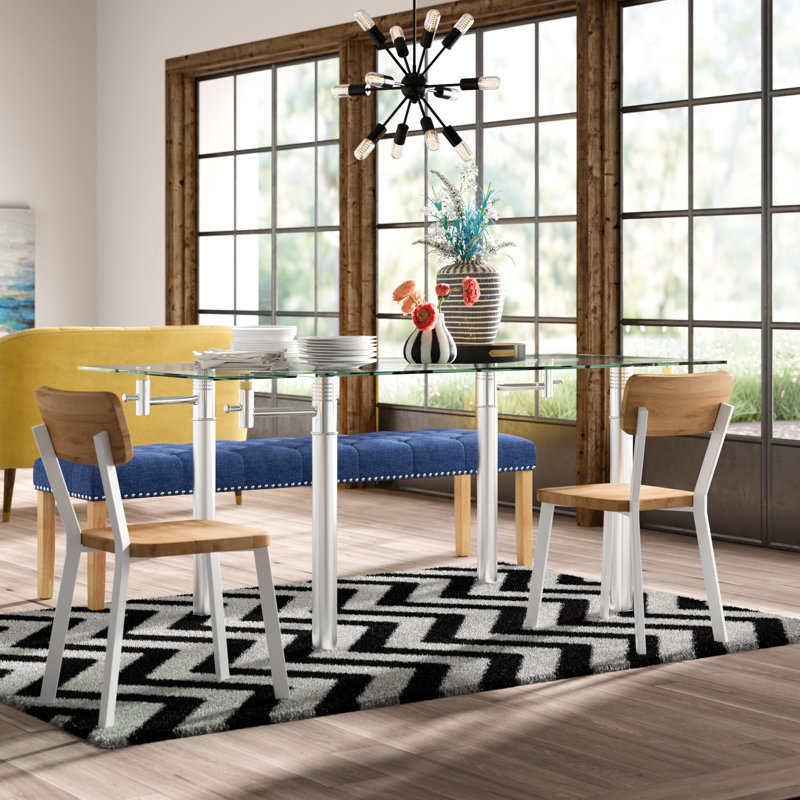 Glass Top Metal Base Dining Table