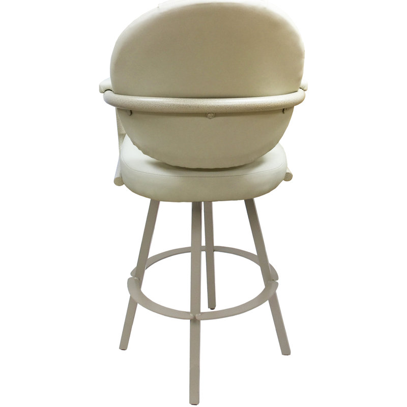 Tabouret de comptoir pivotant en métal Lavenia - base Warren, Vinyle beige / structure beige