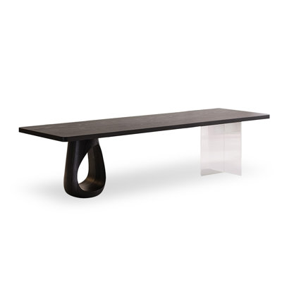 Black Rectangular Solid Wood Dining Table