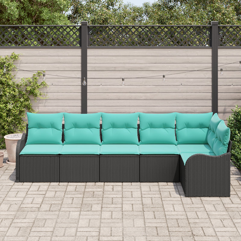 Ensemble de canapé de jardin vidaXL, Structure noire / Coussin bleu