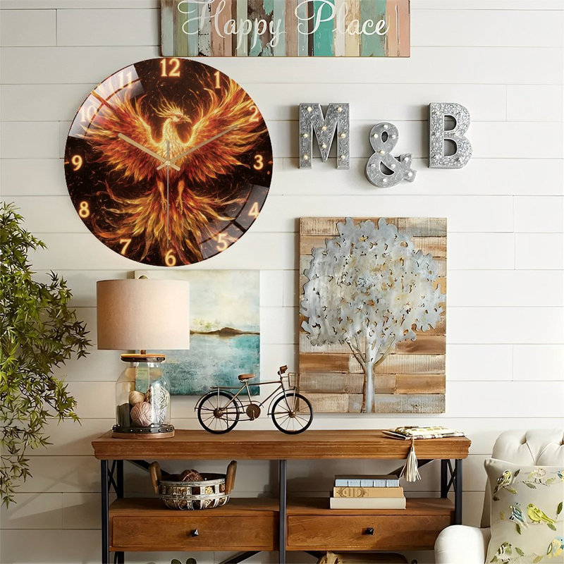 Horloge murale Fiery Phoenix