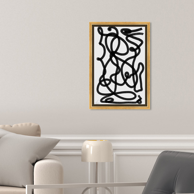 Million Ways - Impression sur toile, H 15 po x l 10 po, Toile avec cadre doré, Noir