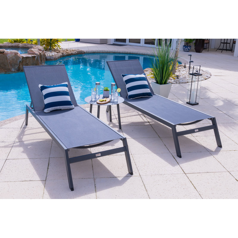 Ensemble de chaises longues inclinables de 83 po Reansh, Gris anthracite