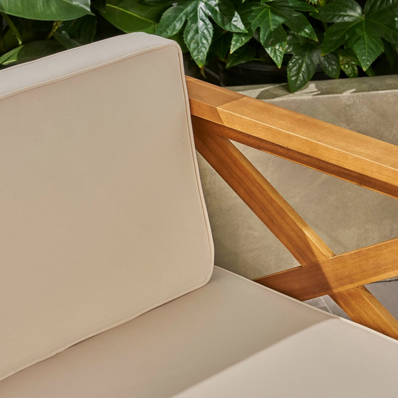 Lshape Sofa Set, Beige Cushion/Brown Frame