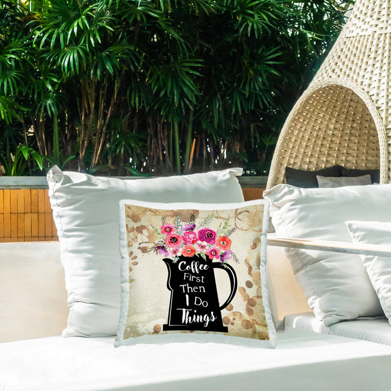 Coussin d'extérieur imprimé café par First Art