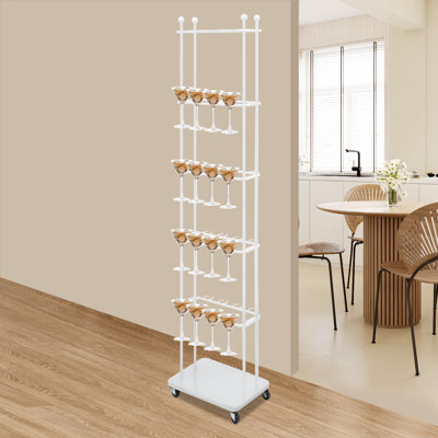 5-Tier Champagne Glass Rack With Wheels - Gold Metal Wine Holder For Parties, Weddings & Home Use by Mercer41