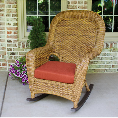 Sea Pines Outdoor Rocking Wicker/Rattan Chair with Cushions by Tortuga Outdoor