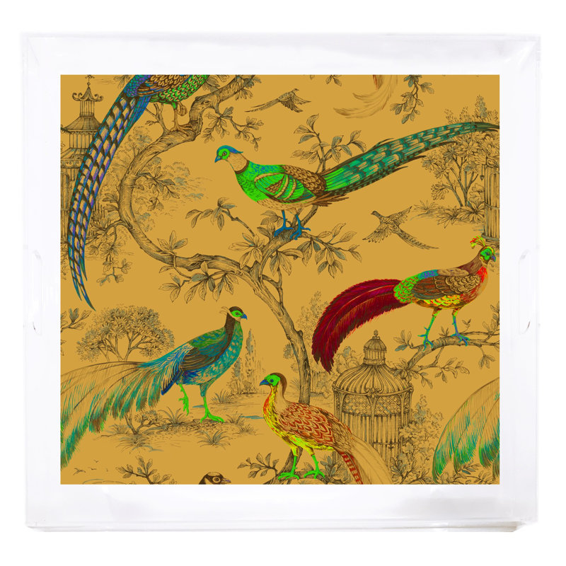 Sauvage Acrylic Square Decorative Tray, Mustard