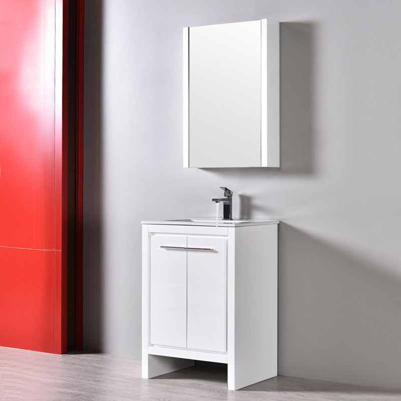 Artemis 24.5'' Single Bathroom Vanity with Ceramic Top, Glossy White