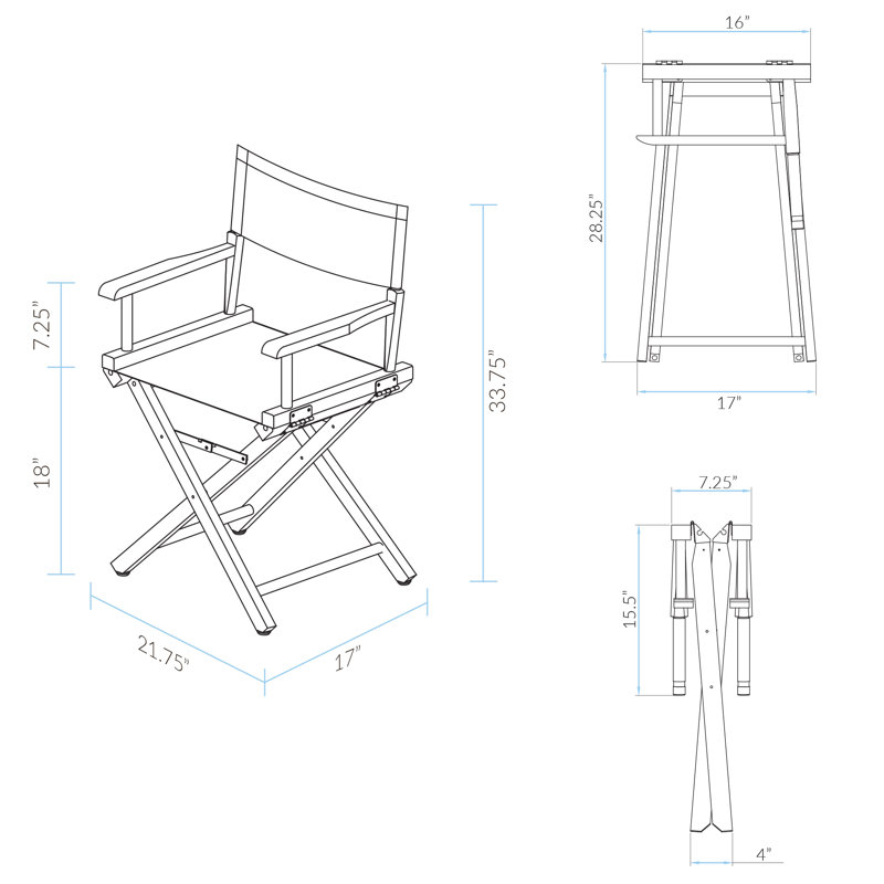 Chaise de réalisateur pliante Craighead, Chêne miel, 18 po