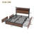 Brown Wooden Platform Bed Frame with Raised Pattern, Multi Storage Drawers and Bedside Socket